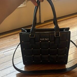 Ellen Tracy Quilted Black Satchel